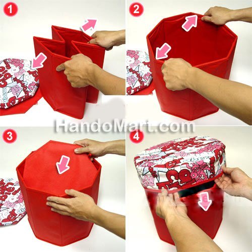 Ghế hộp đựng đồ nắp da hình bát giác