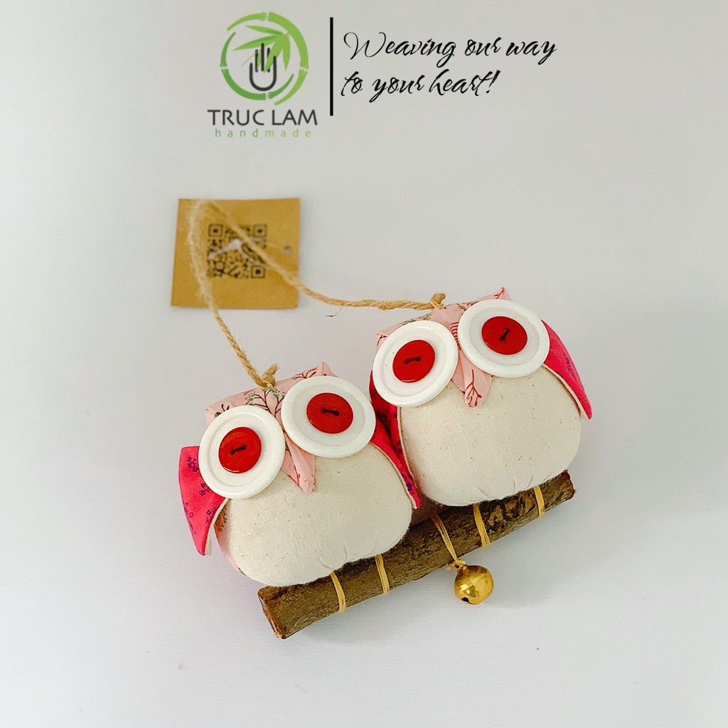 Phụ Kiện Decor Trang Trí Nội Thất Hình 2 Con Cú - Trúc Lâm Handmade