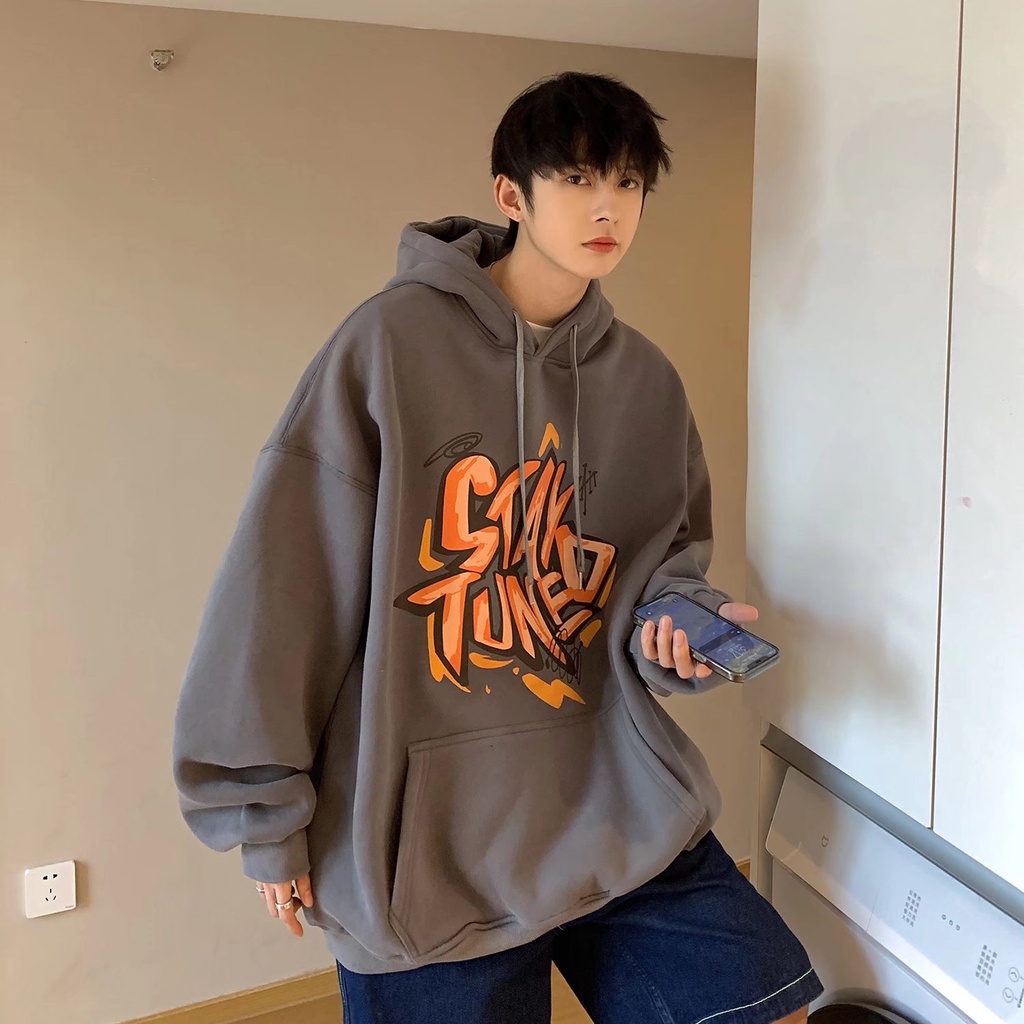 Áo Khoác Hoodie Nhung Dáng Rộng Tay Dài In Chữ Graffiti Size M-8XL Mỹ Mùa Thu Đông Cho Cặp Đôi Nam Và Nữ