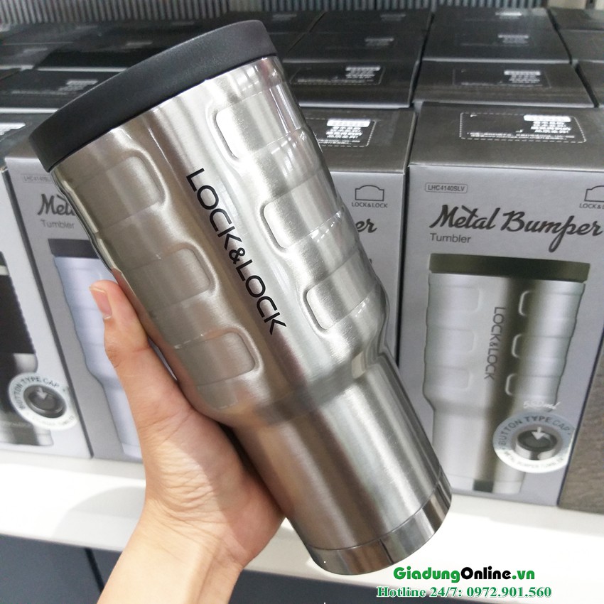 Ly giữ nhiệt bằng thép không gỉ Lock&Lock Bumper Tumbler 580ml LHC4140