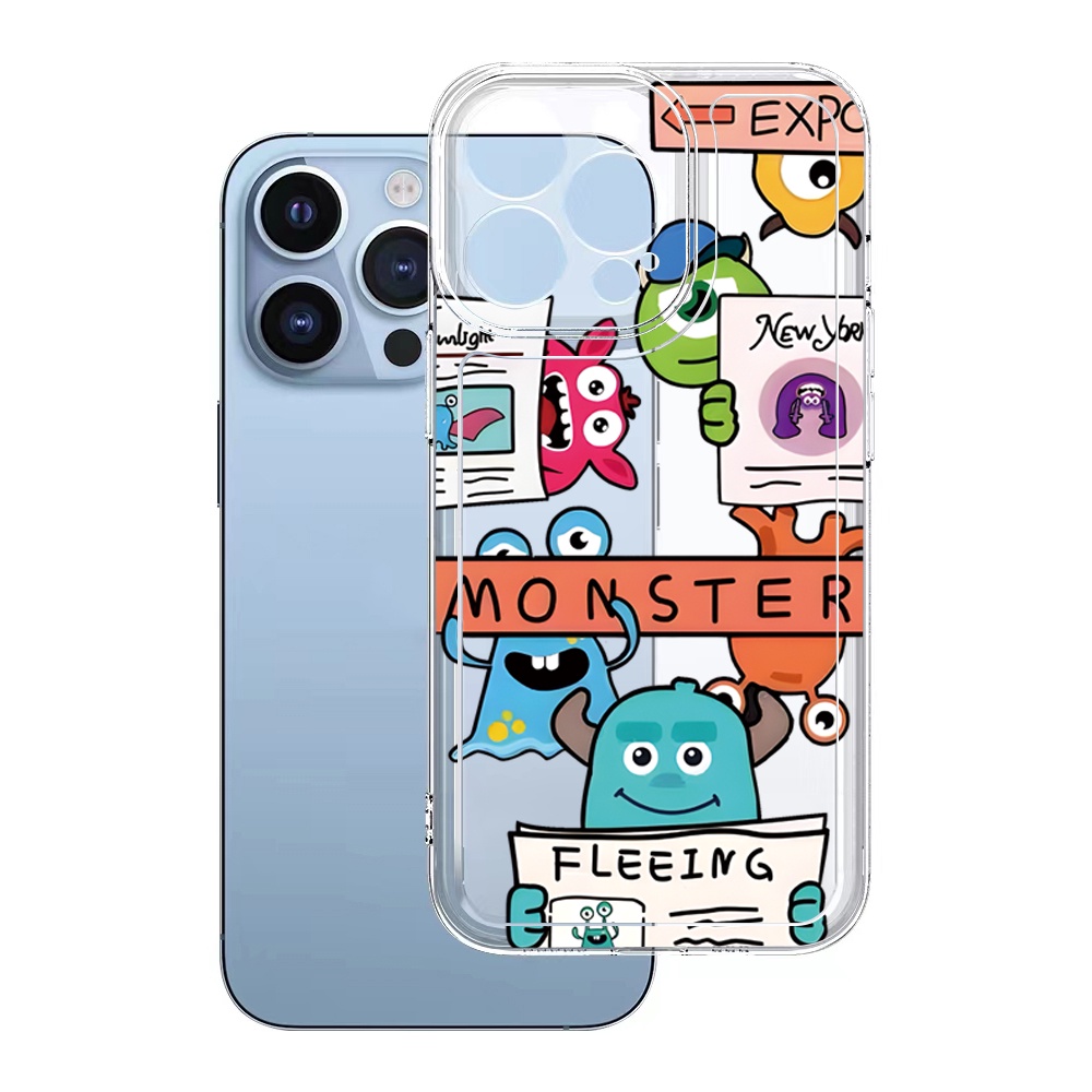 Ốp Điện Thoại TPU Hình Vuông Họa Tiết Quái Vật Cho Xiaomi Redmi Note 11 12 Pro 5G 11S 10 Pro 4G 10S Redmi 12C 11A 10C 9C