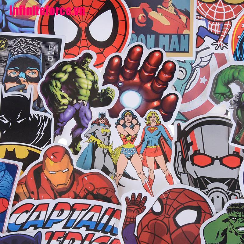 Set 50 Miếng Dán Trang Trí Hình Siêu Anh Hùng Marvel Diy