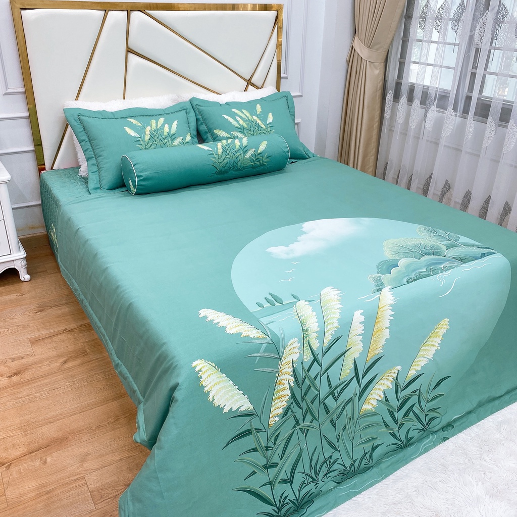 Chăn Ga Cotton Hàn Quốc , Chăn Hè Khách Sạn Sét 5 Món Đủ Size