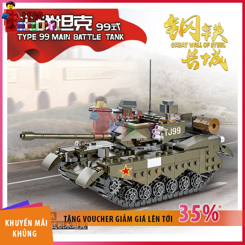 Lego MEGA BLOK Xe Tank Chiến Đấu- 819A, 588PCS, Chất Liệu ABS Nguyên Sinh Cao Cấp