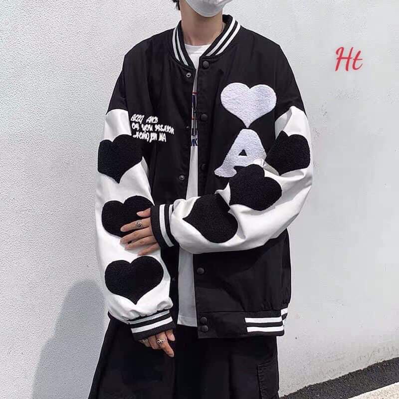Áo bomber phối tay A tim to H2A