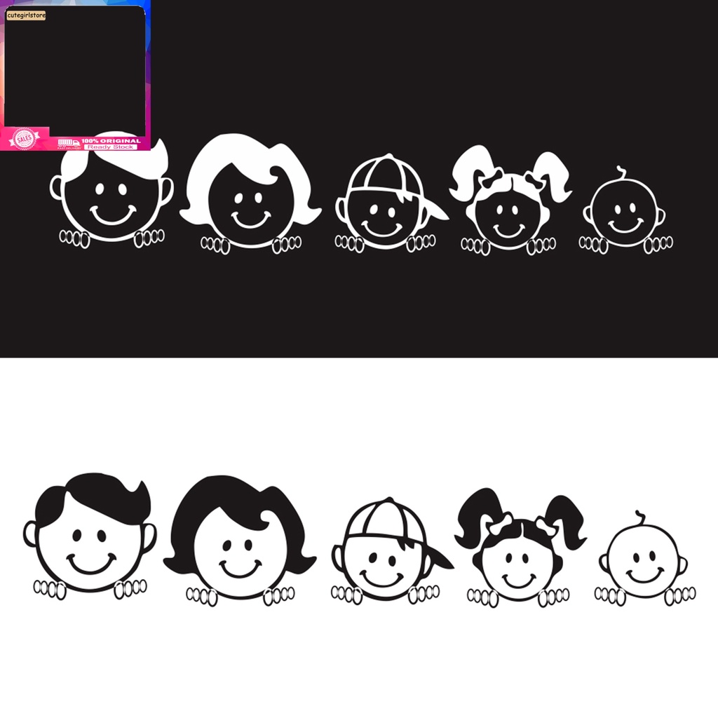 Đề can dán trang trí xe hơi bằng PVC họa tiết gia đình dễ thương