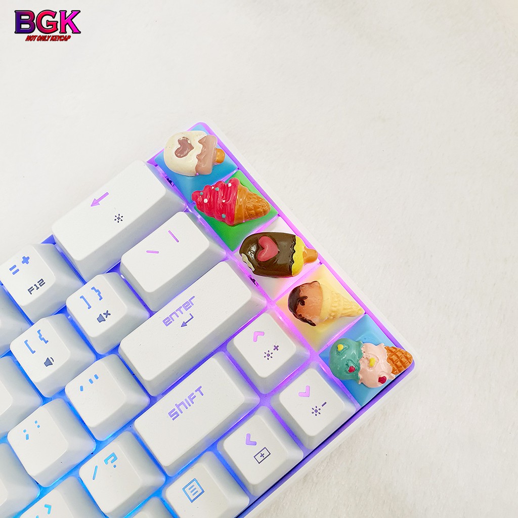 Keycap lẻ hình các loại kem ốc quế tổng hợp cực đẹp siêu dễ thương Keycap Artisan