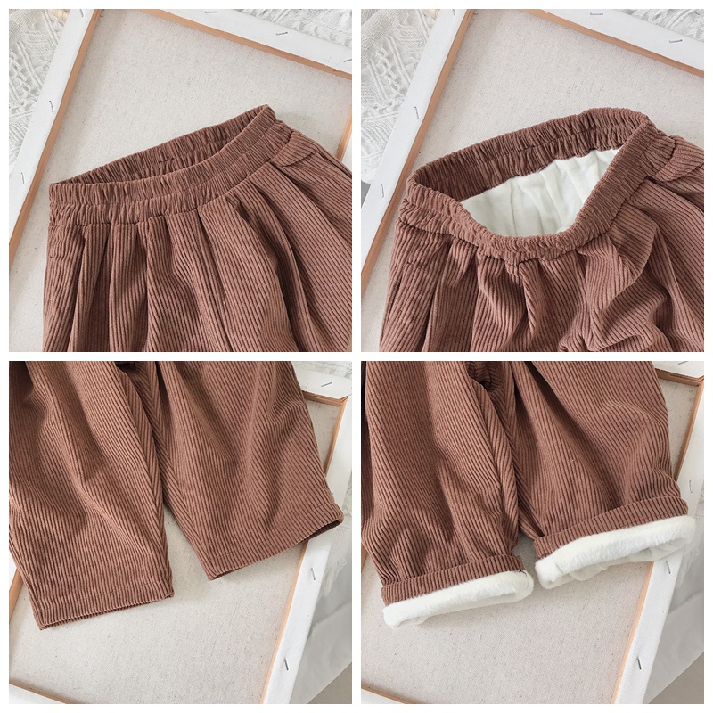 Quần dài ống rộng vải nhung phong cách Hàn Quốc thời trang mùa đông cho bé gái