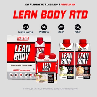 Lean Body – RTD – Labrada (Chai 250 và 500ML ) Lean Body dạng nước, nguồn dinh dưỡng giàu protein tiện lợi thơm ngon