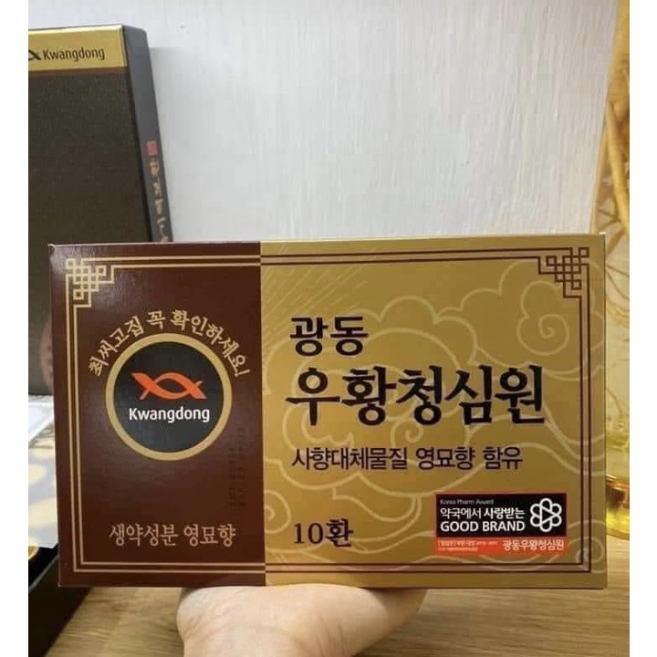 An Cung Ngưu Hoàng Hoàn Kwangdong Hàn Quốc Hộp Tổ Kén 10 viên Hàng Chuẩn Nội Địa