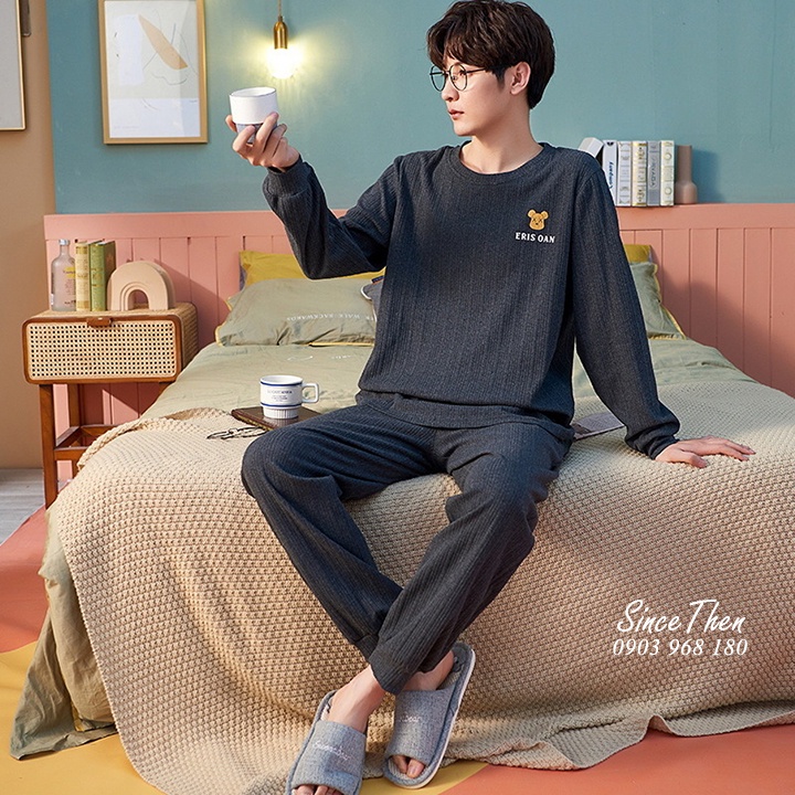 Pyjama nam dài tay cotton thoáng khí, đồ ngủ nam mặc nhà mùa đông - Since Then