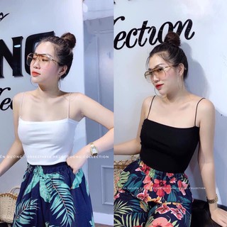 Áo 2 dây sợi bún thun gân đẹp 100% cotton đen trắng