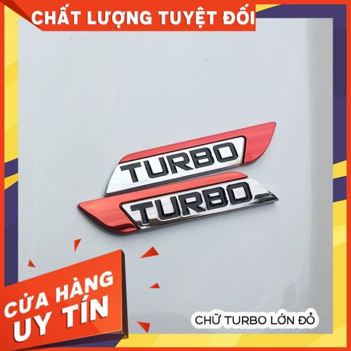 Logo chữ Turbo trang trí xe hơi, chữ Turbo trang trí