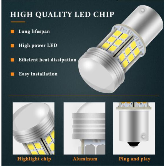 1 Đèn Tín Hiệu Led 1156 Ba15S P21W / 5w Bau15S 1157 Bay15D Py21W Canbus 2835 45smd T20 7440 7443 W21W Cho Xe Hơi