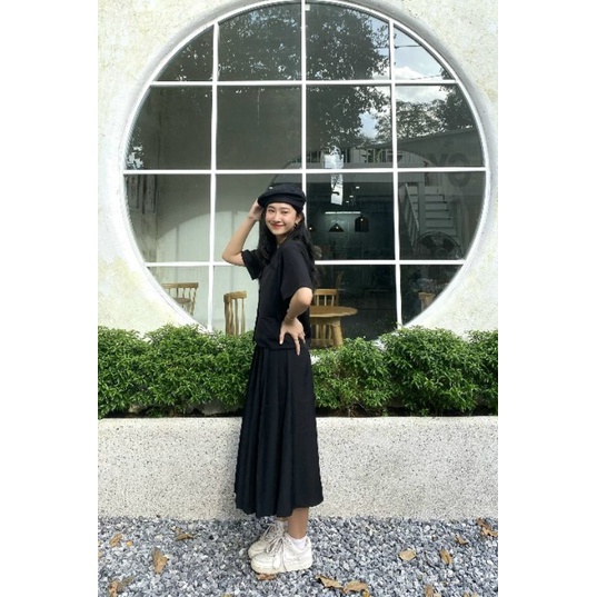 Set áo gile kèm chân váy xêp ly phong cách Ulzzang Hàn