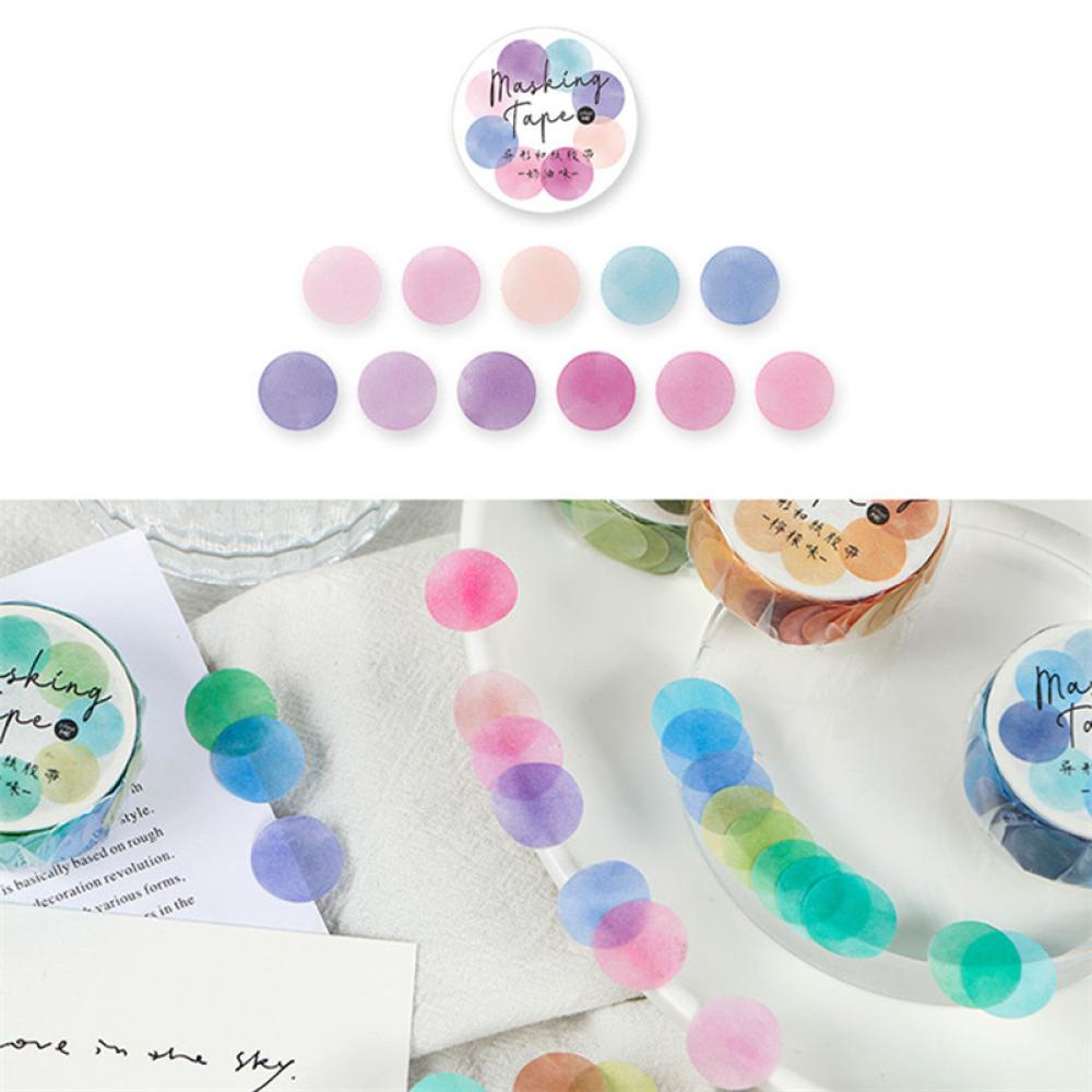 Cuộn 100 Băng Dính Washi Cứng Màu Kẹo Dùng Trang Trí Ảnh DIY E9H2