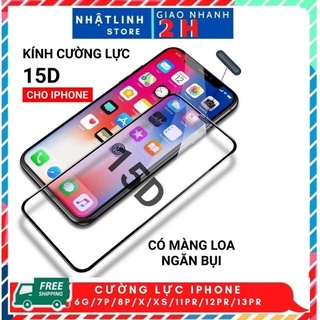 KÍNH CƯỜNG LỰC CÓ MÀNG NGĂN BỤI LOA CHO ip 7/8/7+/8+/X/XS/XS MAX/11PRO/11PROMAX
