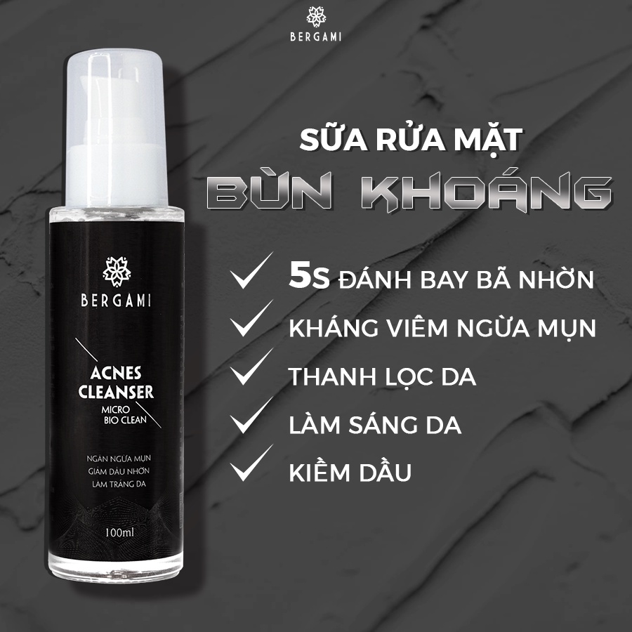 Combo Quà Tặng Nam Hoàn Hảo, Sữa Rửa Mặt Nam Bùn Khoáng Bergami 100ml và Dung Dịch Vệ Sinh Nam 130ml