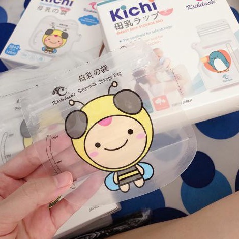 Hộp 32 túi trữ sữa Kichilachi 120ml có vòi chắt tiện lợi không chứa BPA hình ong
