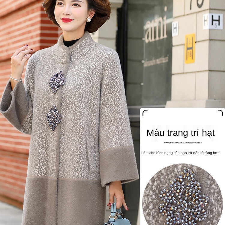 Quần áo của mẹ, áo khoác nhung dày giả lông chồn | BigBuy360 - bigbuy360.vn