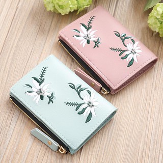 Ví tiền xu thêu hoa dễ thương cho nữ