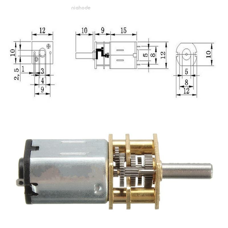 Động cơ bánh răng kim loại mini 12V 300rpm N20 3mm