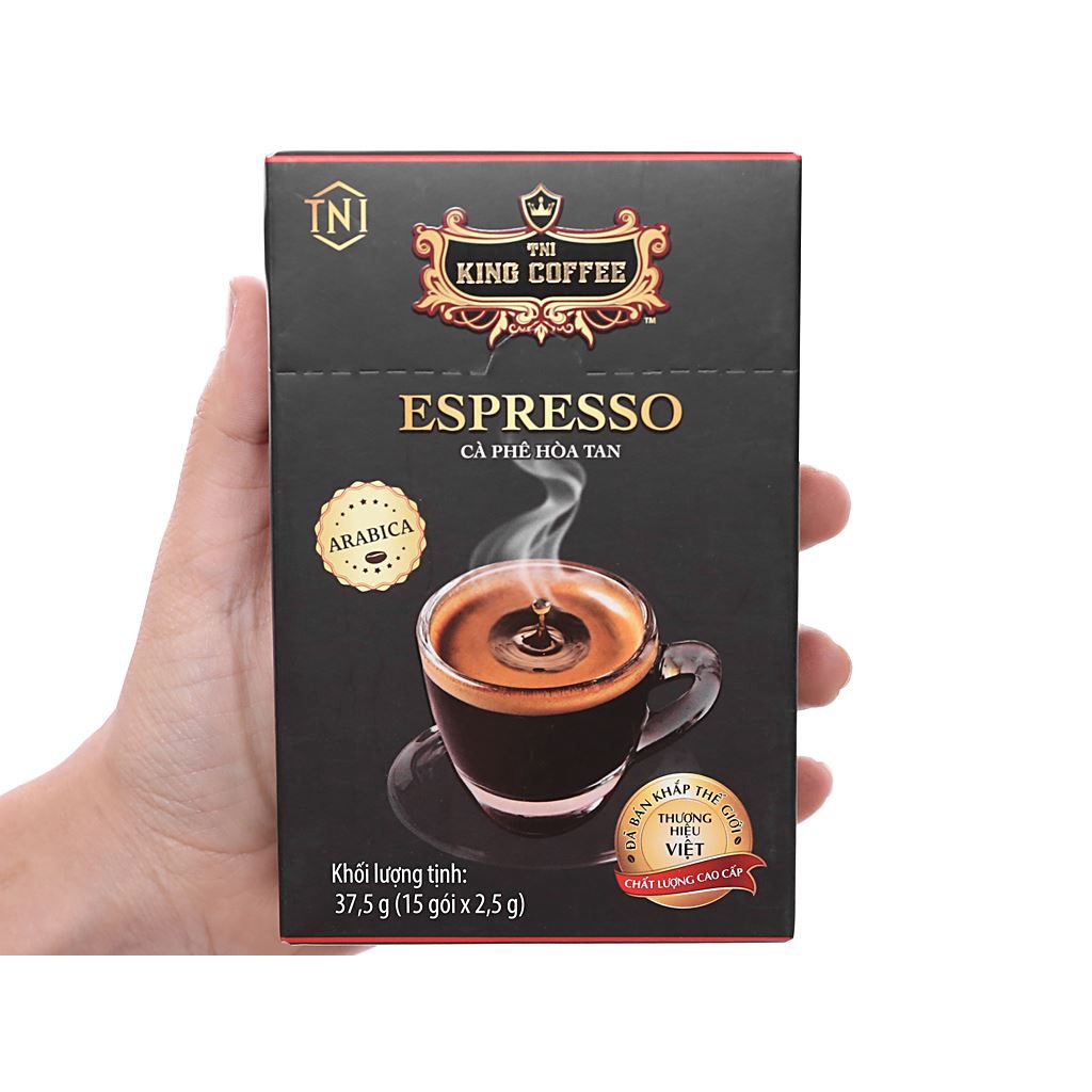 Cà phê đen TNI King Coffee Espresso 37.5g - hộp 15 gói x 2,5g