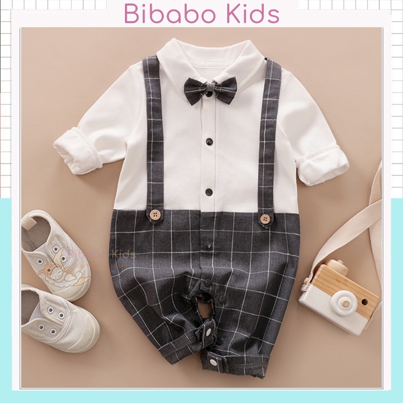 Bộ body quần áo trẻ em dài tay mẫu Công Tử Thu Đông vải cotton Bodysuit cho Bé Gái Bé Trai từ 0-12 tháng tuổi