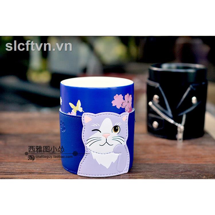 Vỏ Da Đựng Ly Nước Starbucks Hình Mèo / Chó Corgi Đáng Yêu 2019