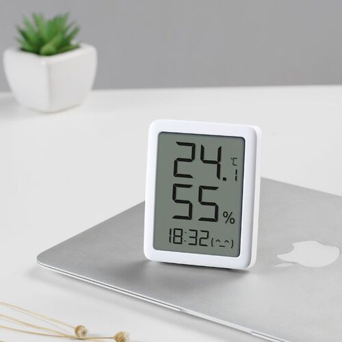 ✅ Đồng hồ để bàn xiaomi kết hợp nhiệt ẩm kế miao miao. Màn hình LCD lớn 4.6 inch