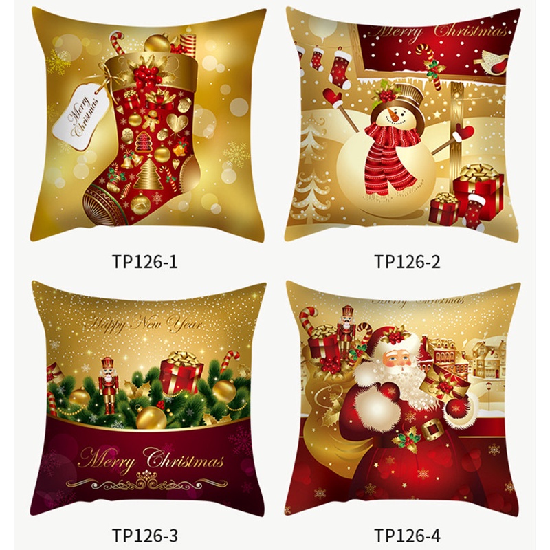 Vỏ Gối Vuông Họa Tiết Giáng Sinh Độc Đáo Trang Trí Nhà Cửa