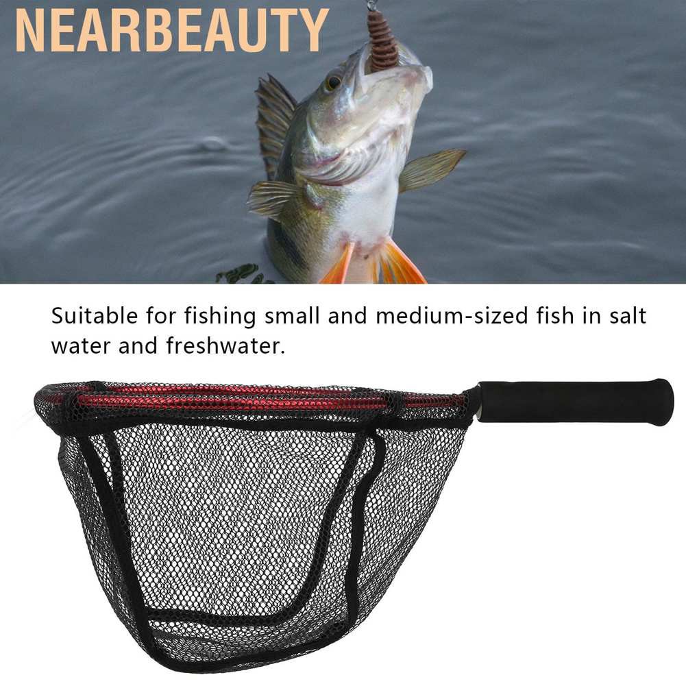 Nearbeauty Fishing Net Bag Aluminium Alloy Handheld Diddle‑net Lure Portable Small Hand Brailer