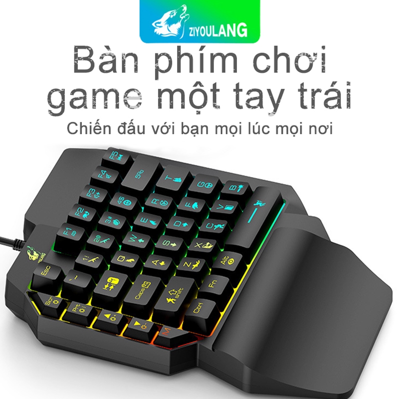 [Chuột miễn phí và miếng lót chuột Logitech] Bộ bàn phím giả cơ một tay và chuột LED NHIỀU MÀU+Tặng kèm lót chuột