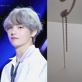 Bông tai nam BTS hai chuỗi mắt xích dài