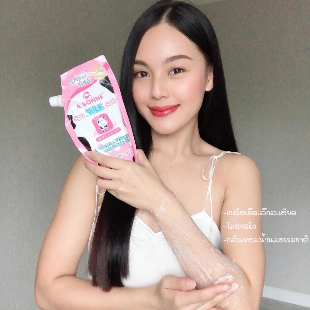 Muối Tắm ABONNE Tẩy Tế Bào Chết  - A Bonne Triple White Spa Milk sữa bò giảm mụn lưng Thái Lan 350g