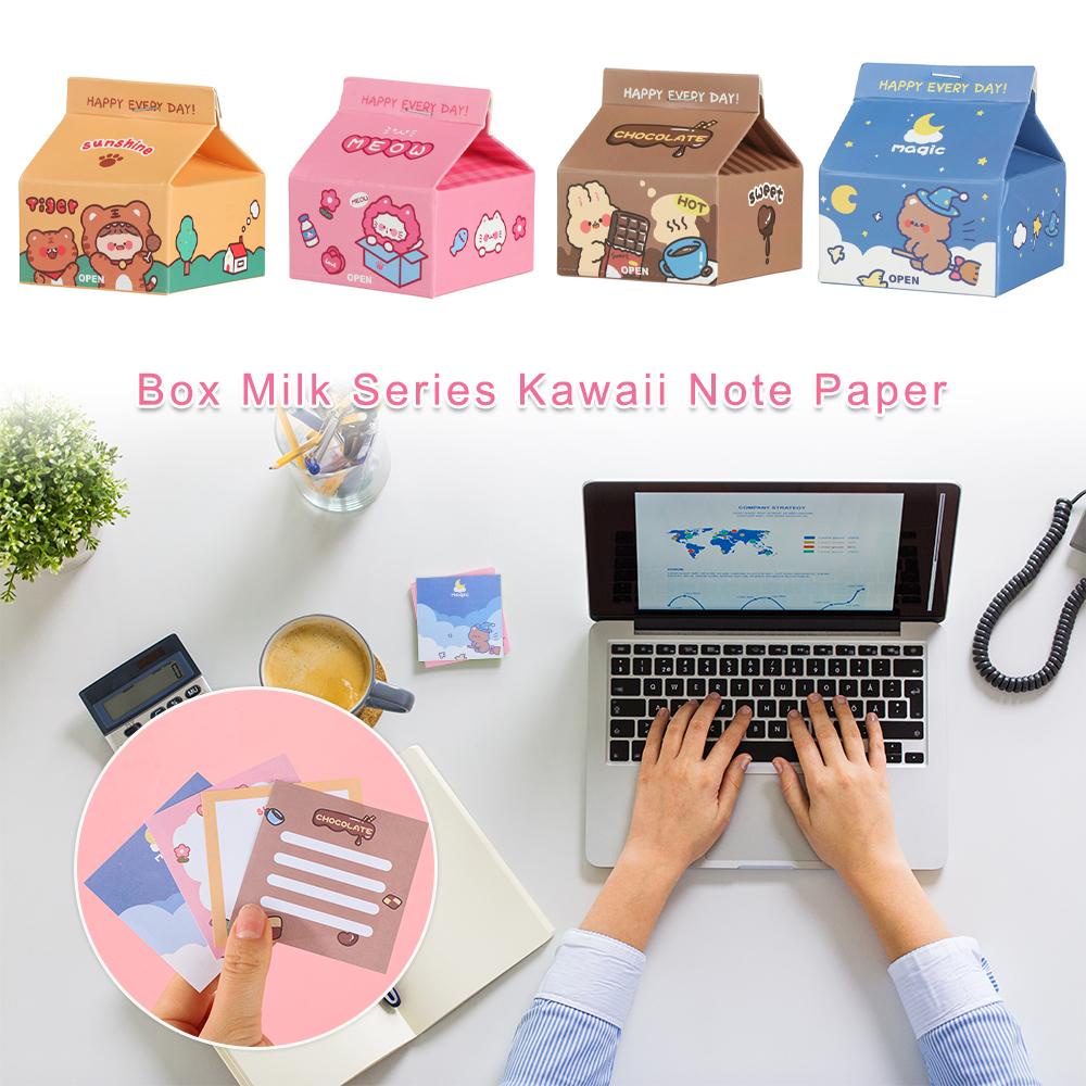 CHOOKEY Bộ 200 Tờ Giấy Ghi Chú Hình Hộp Sữa Độc Đáo Tiện Dụng ​Miếng Dán Trang Trí Bằng Giấy Thiết Kế Dễ Thương