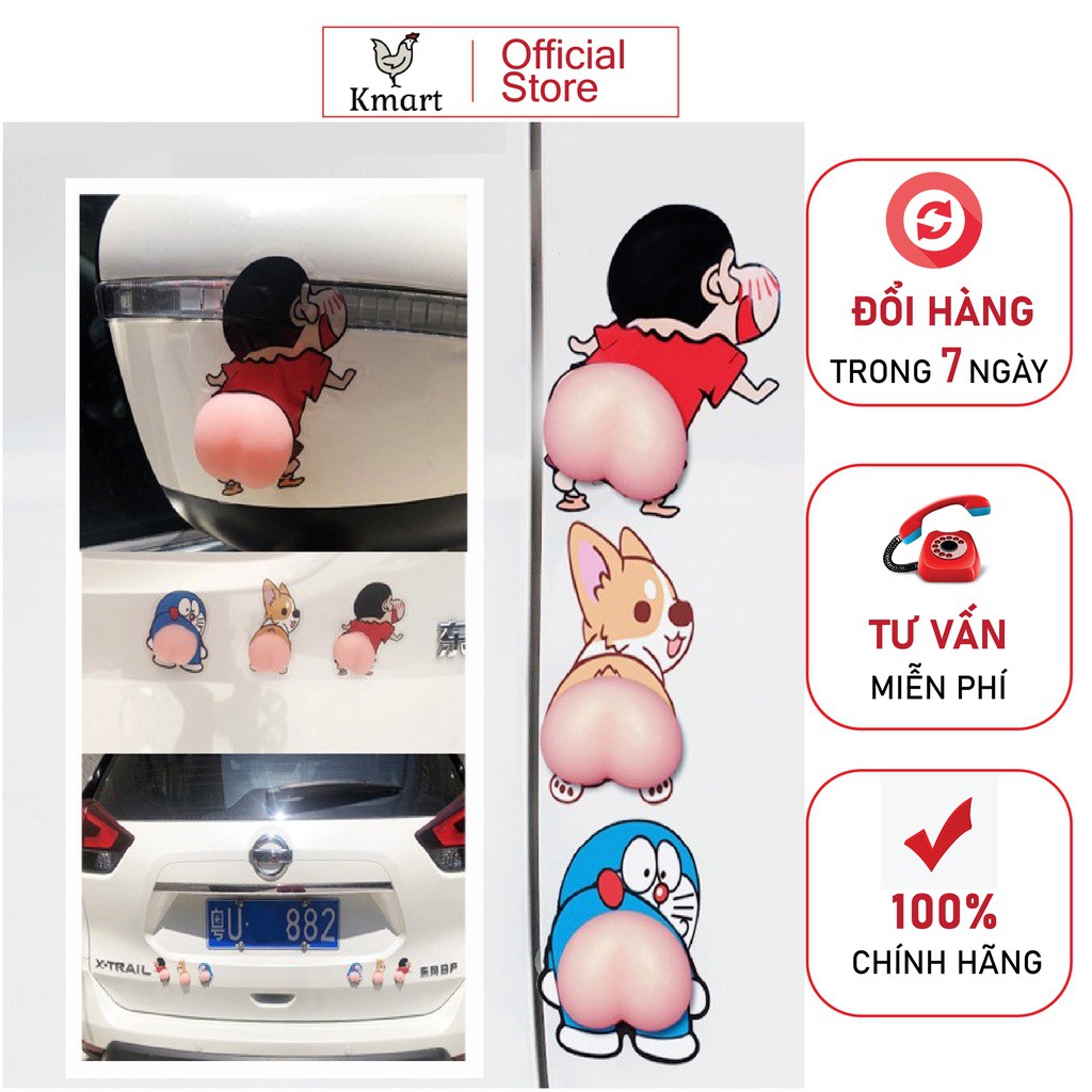 Set 2 Miếng Dán Chống Va Đập Trầy Xước Cửa Xe, Kính Chiếu Hậu Oto, Xe Hơi Hình Hoạt Hình Siêu Kute