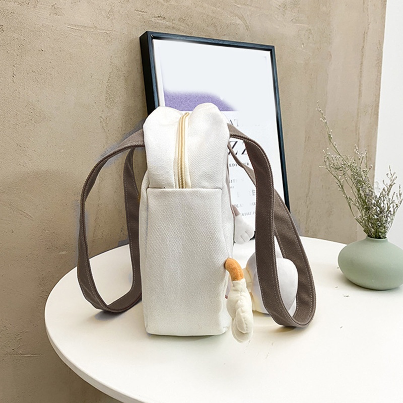 Túi Đeo Vai Vải Canvas Có Khóa Kéo Họa Tiết Hoạt Hình Dễ Thương Cho Nữ