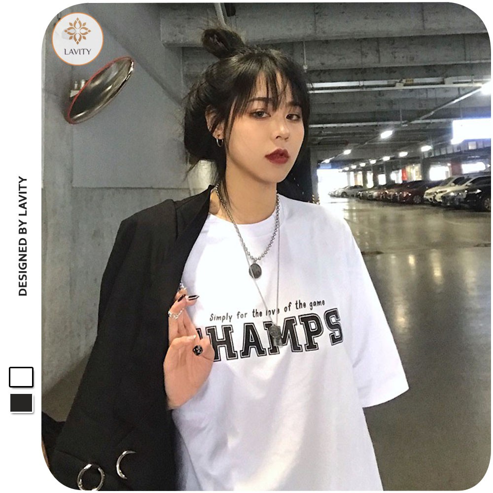[Mã LAVIX3 giảm 25% đơn tối thiểu 50k] Áo thun nam nữ form rộng tay lỡ chữ Champs Lavity, áo thun nam nữ unisex ATR63 | BigBuy360 - bigbuy360.vn