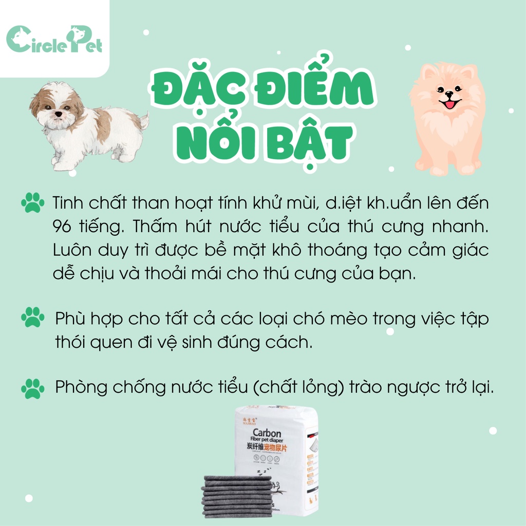 Tã Lót Than Hoạt Tính Carbon Fiber Pet Diaper Thấm Hút Nhanh Khử Mùi Nước Tiểu Tốt Size S/M/L/XL - Circle Pet