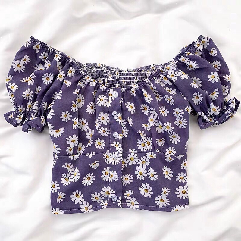 [Tớ có ảnh thật nè] 🥰Áo croptop kẻ/hoa bo chun🥰 | BigBuy360 - bigbuy360.vn