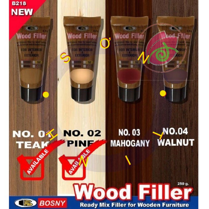 250g Bột trét vết nứt gỗ , Bột trám gỗ WOOD FILLER Bosny