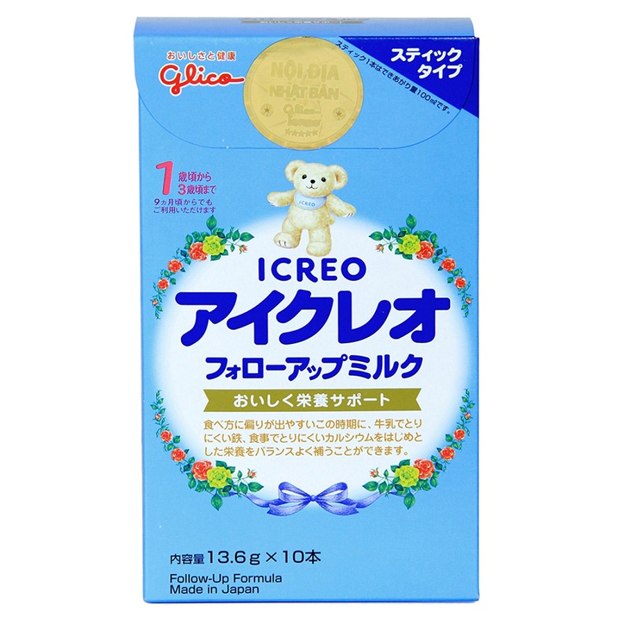 Sữa Glico Icreo số 0, số 1 hộp giấy 10 gói nội địa Nhật Bản