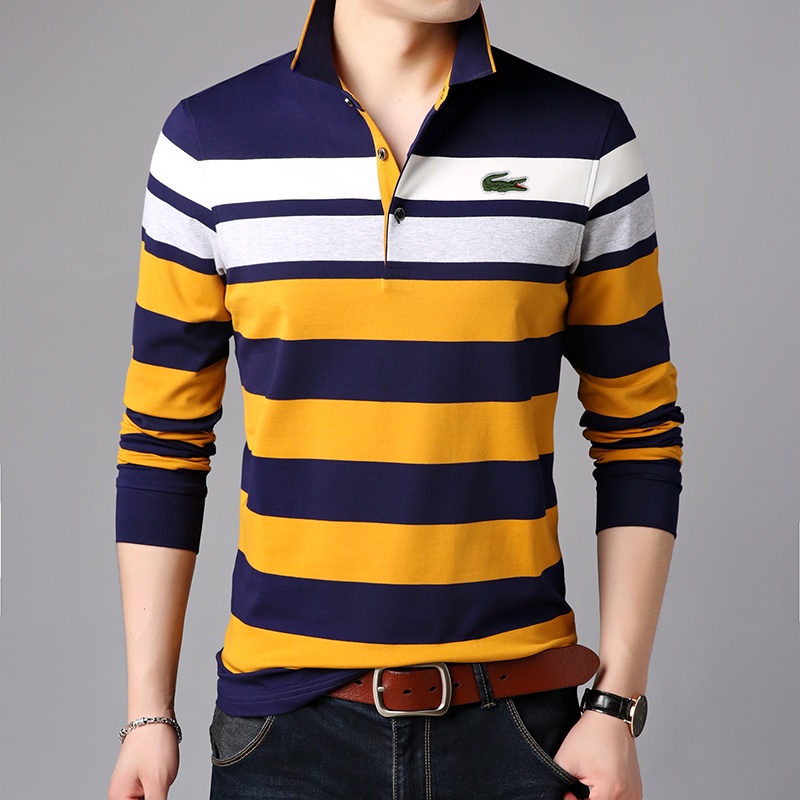 Áo polo Nam Tay Dài Sọc Ngang 3 Màu