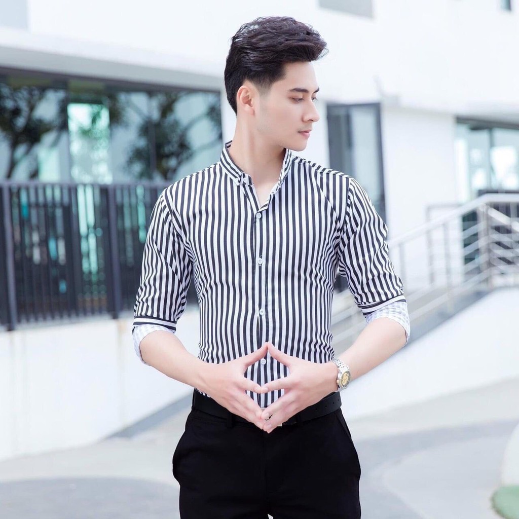 [ XẢ HÀNG] 𝘼́𝙤 𝙎𝙤̛ 𝙈𝙞 𝙉𝙖𝙢 𝙆𝙚̉ 𝙎𝙤̣𝙘 Dài Tay, Cổ Bẻ - Chất Lụa Cotton, Hàng VNXK - SMKS l OMAN | BigBuy360 - bigbuy360.vn