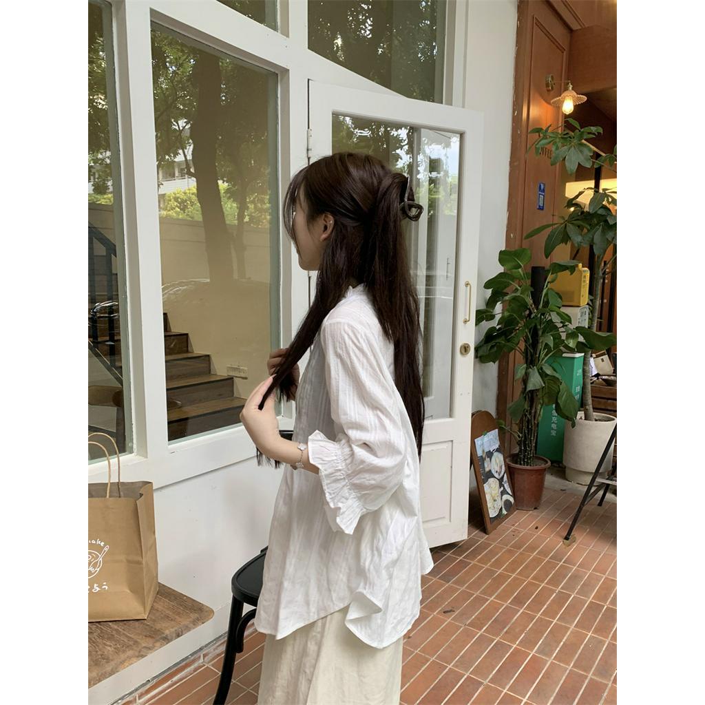 Áo Sơ Mi Trắng Cổ Ren Dáng Rộng 67970