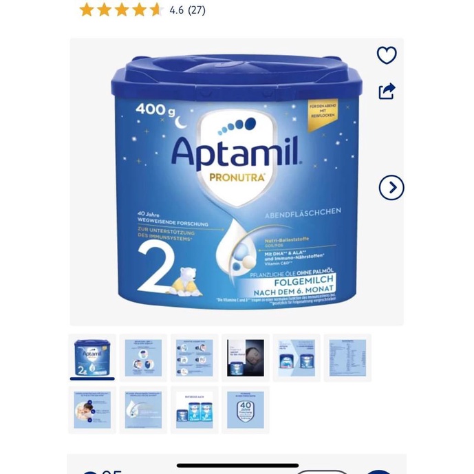 Sữa Aptamil Abend ( Ban Đêm ) - Loại 400g - Aptamil Đức Hàng Nội Địa, đủ bill, bay Air