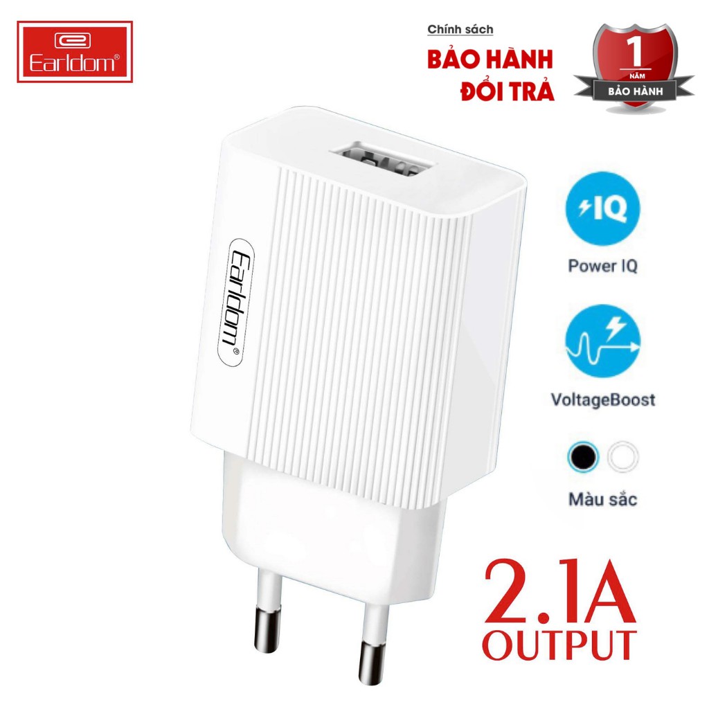 Củ sạc EARLDOM AH201 Chính Hãng Sạc Tốt Cho IPad Pin Dự Phòng Cáp Sạc Tai nghe Bluetooth Airpods IPhone - BH 1 Năm