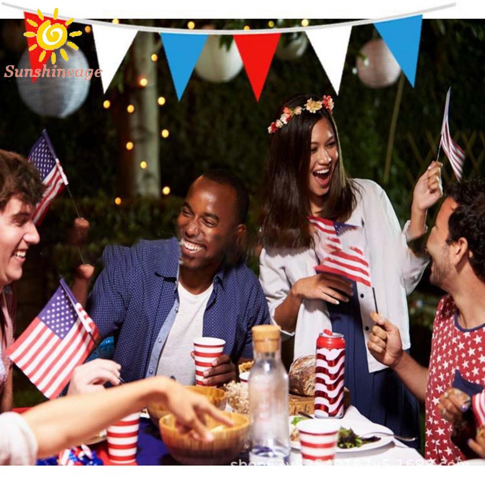 SUNAGE- ~18m Red White And Blue Triangle Party Bunting Flags Banner Jubilee Decoration【SUNAGE-HOT Fashion】