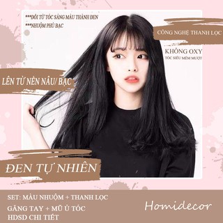 Thuốc Nhuộm Tóc Tại Nhà Đen Tự Nhiên Phủ Bạc HoMi